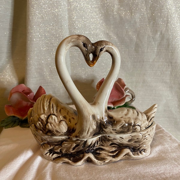 Vintage Double Swan Trinket Box (Small)