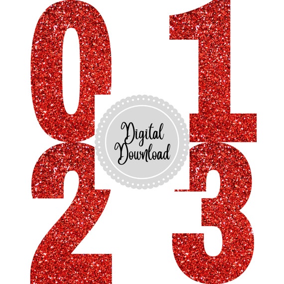 Red Glitter Numbers Clipart 26 PNG Files DIGITAL | Etsy