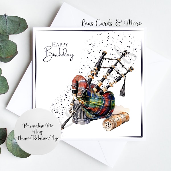 VARIOUS DESIGNS - Handmade Musical Instrument Birthday Cards, 6 Designs to Choose from, Music Instrument, Bagpipe Card, Violin Card