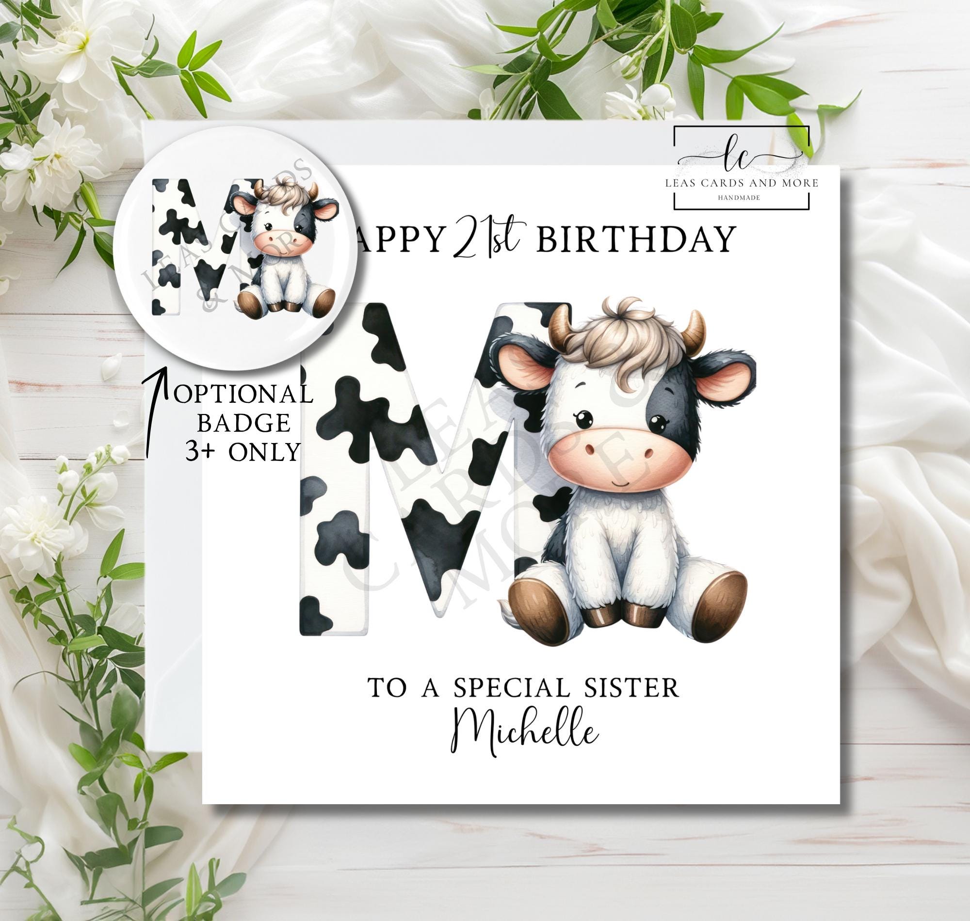 Personalised Funny Cow Birthday Card Friend Mum Dad Daughter Son - Foto 14