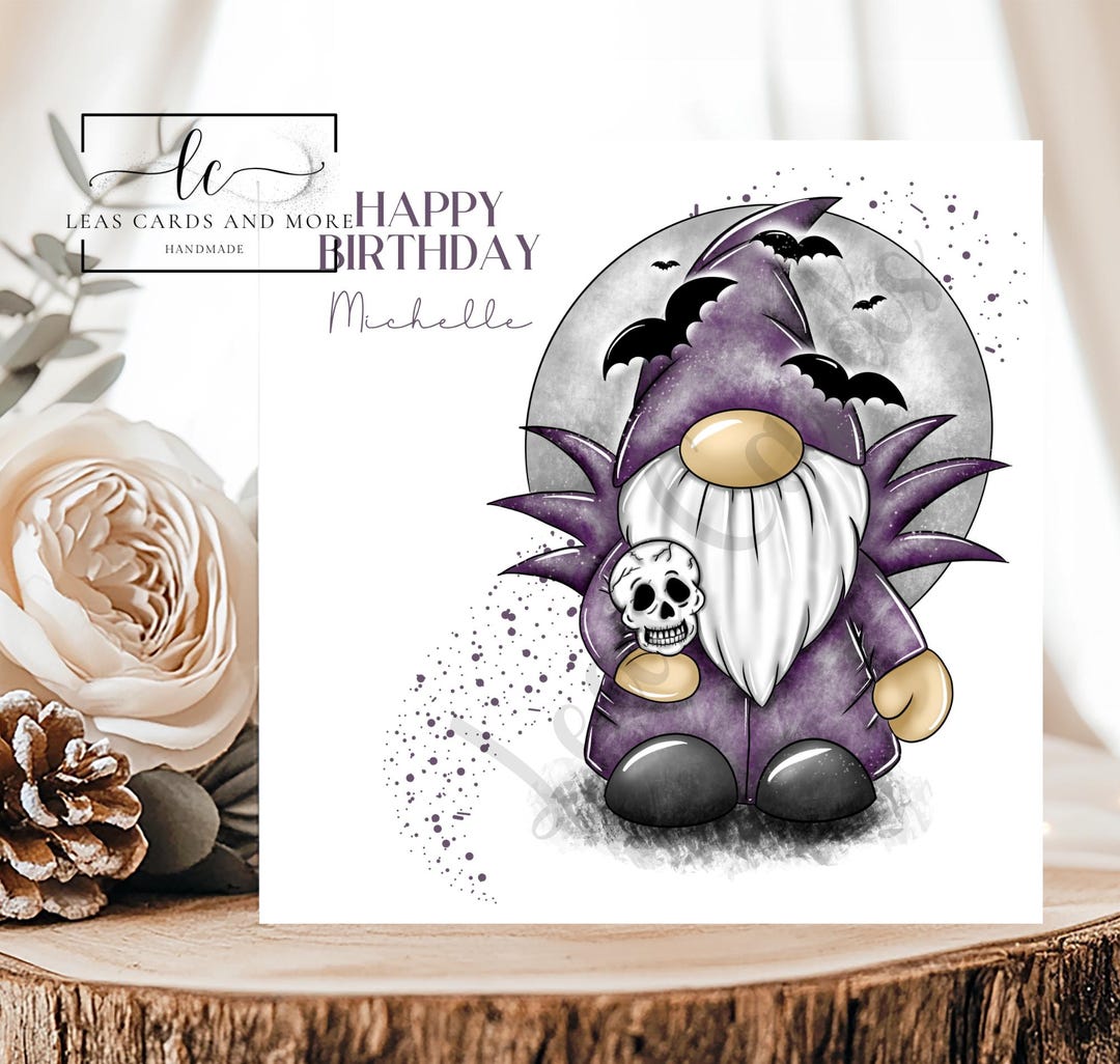 Personalised Gothic Skull Christmas Card - Handmade Greeting Card With Name & Relation - UK Made - View #5
