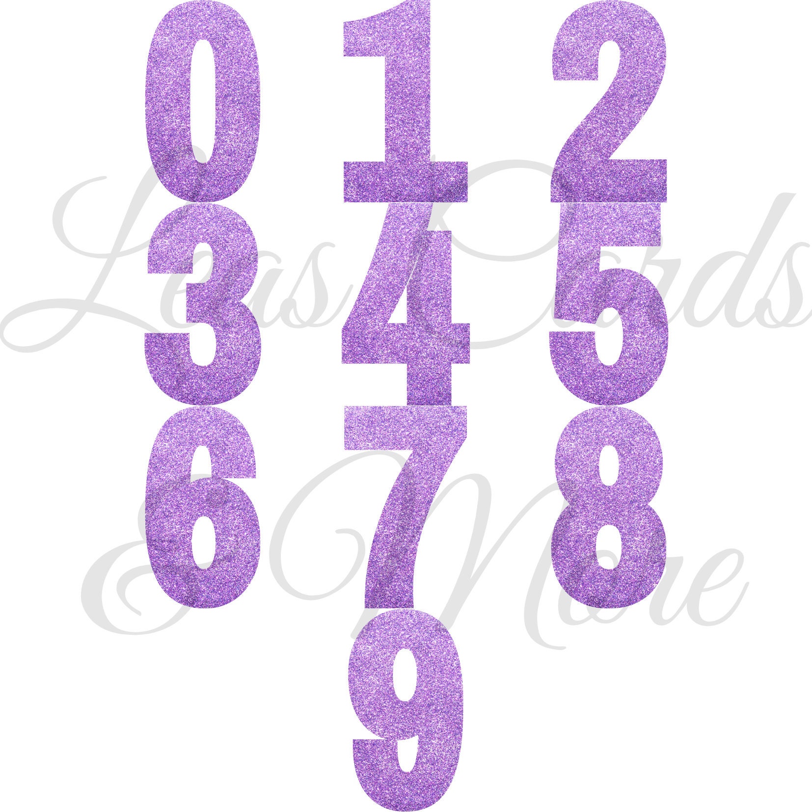 Purple Glitter Numbers Clipart 26 PNG Files DIGITAL Etsy UK