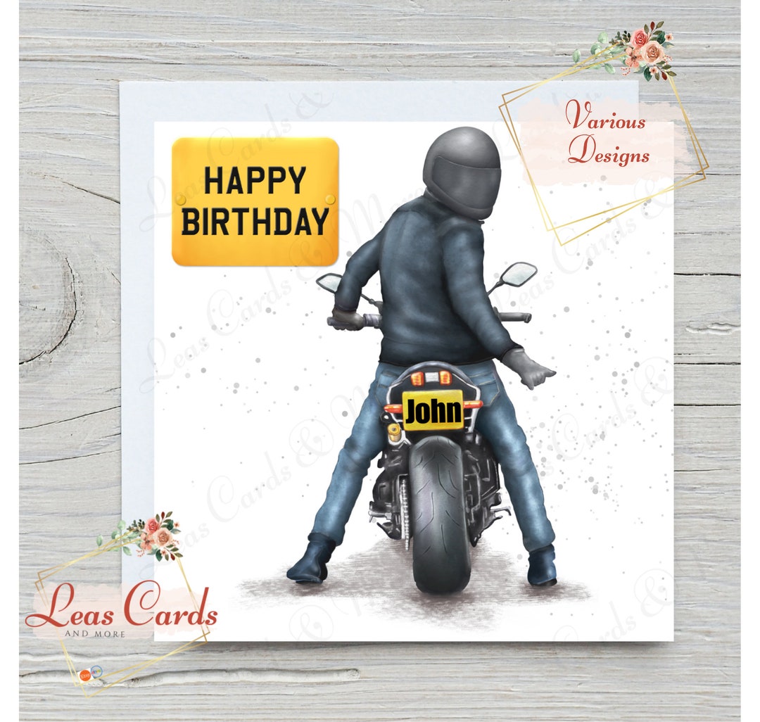 Motorbike Theme Happy Birthday Card Motorbike