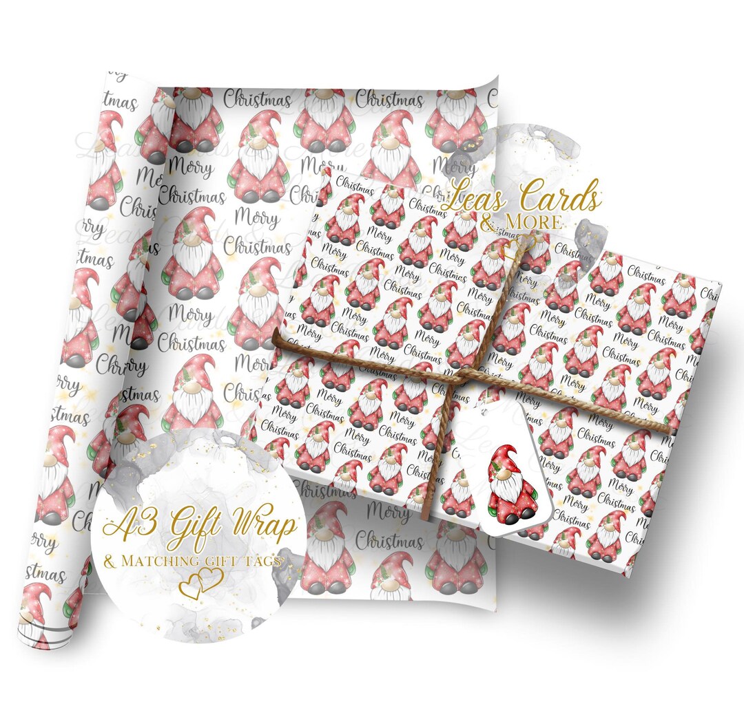 Christmas Gnome/gonk Merry Christmas A3 Wrapping Paper Etsy UK