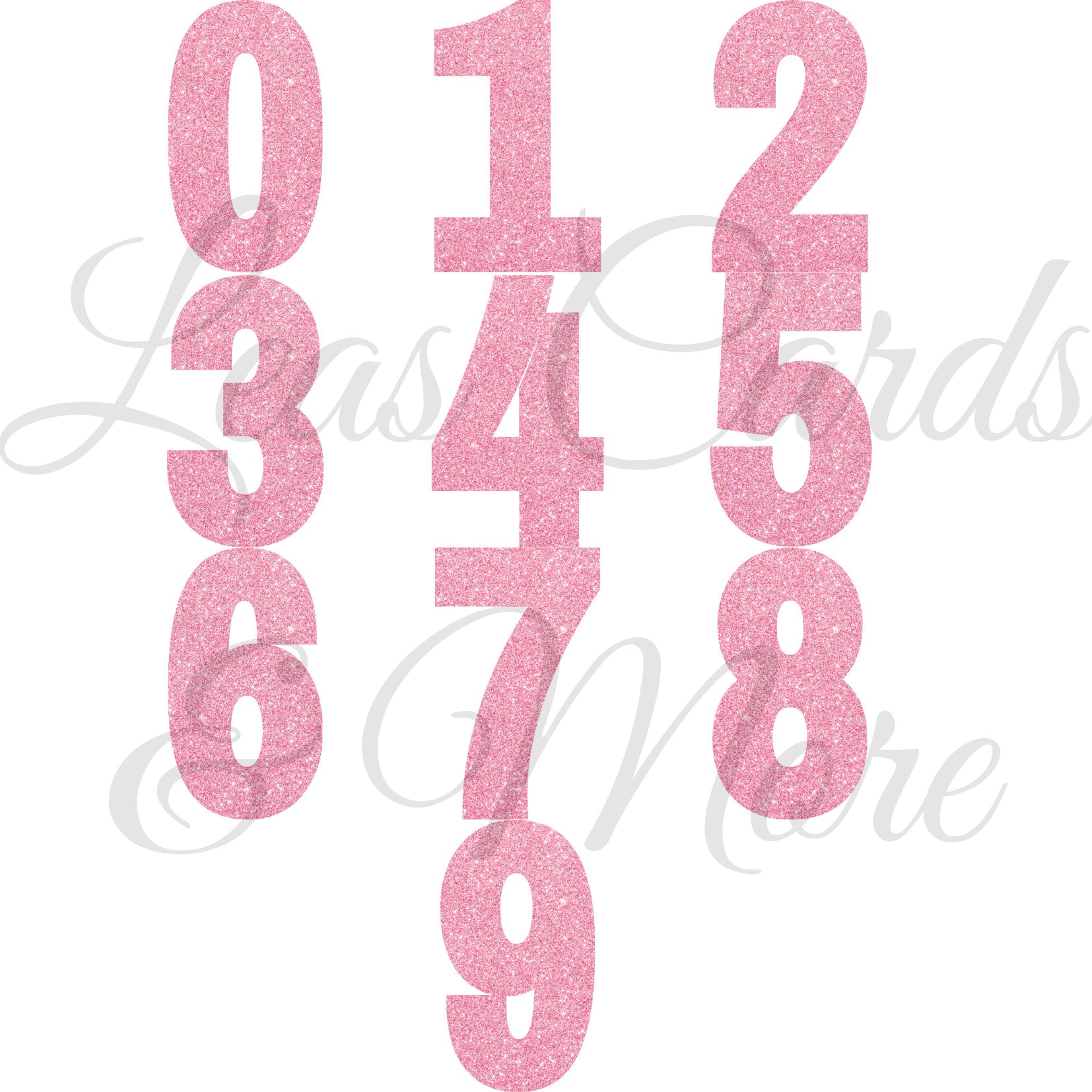 Pink Glitter Numbers Clipart 26 PNG Files DIGITAL - Etsy