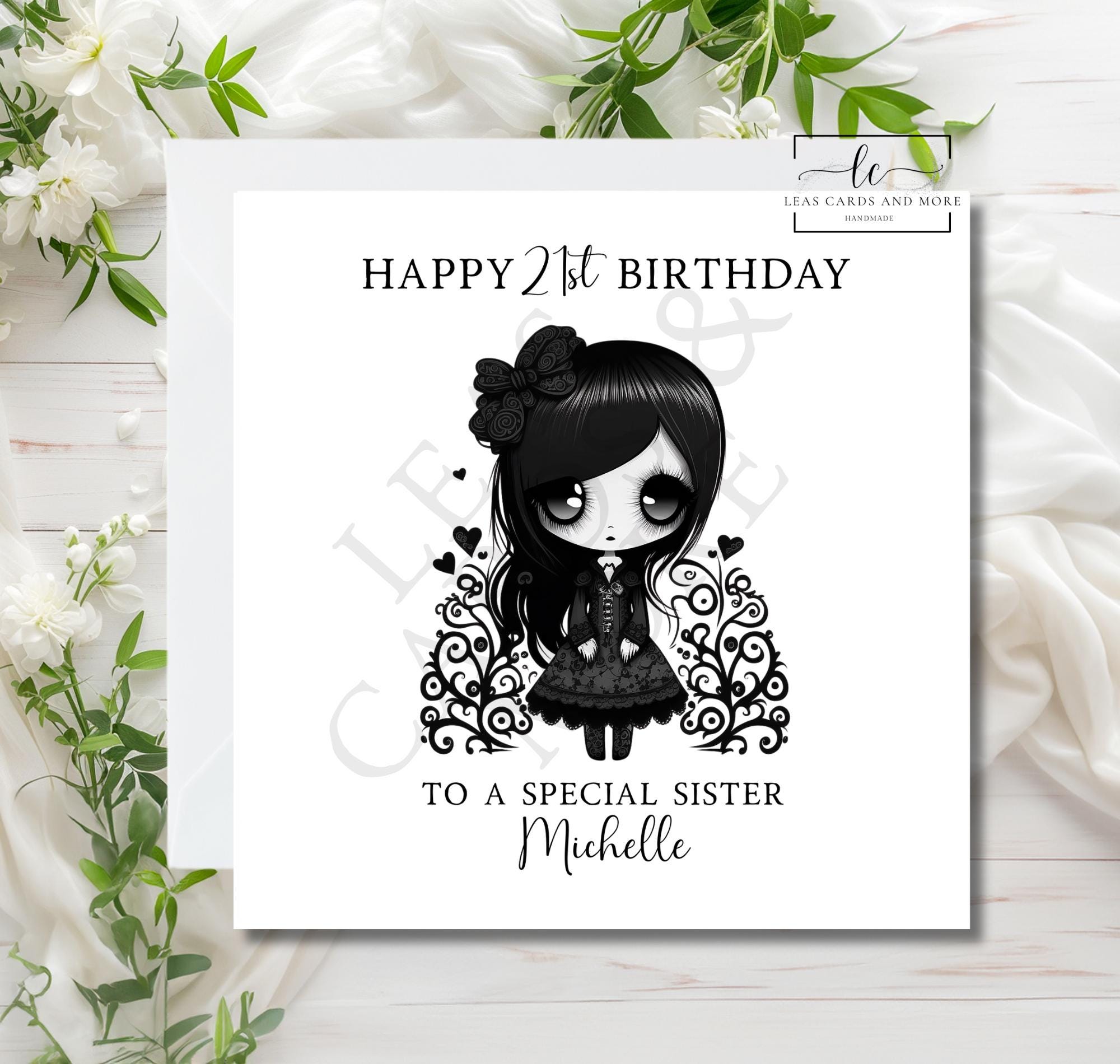 Biglietto Di Compleanno Gotico Per Ragazza E Donna, Formato 145x145 Mm, Con Busta, Stampato Su Carta Riciclata 350 G/m², Design Arcobaleno Ad Acquerello