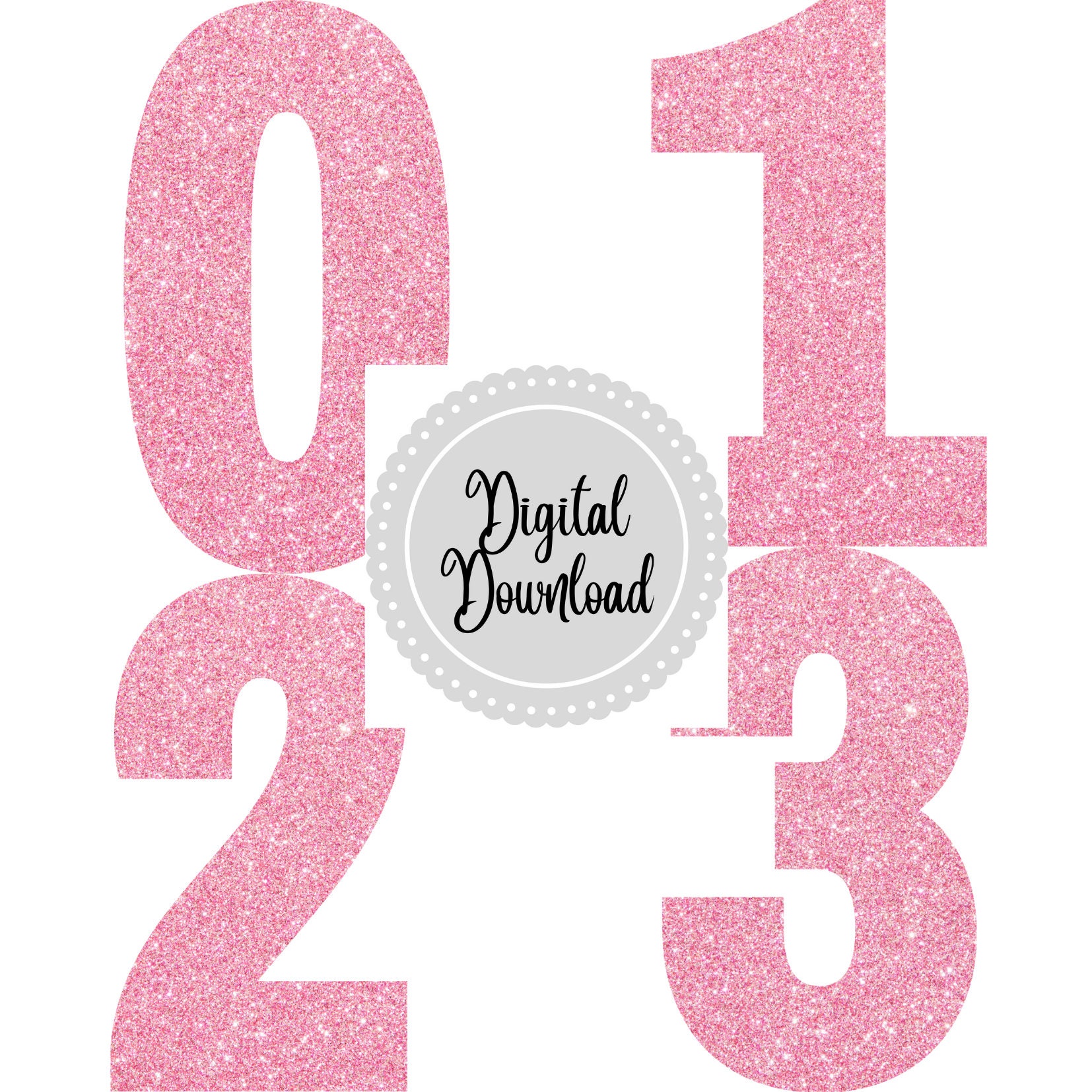 Pink Glitter Numbers Clipart 26 PNG Files DIGITAL - Etsy