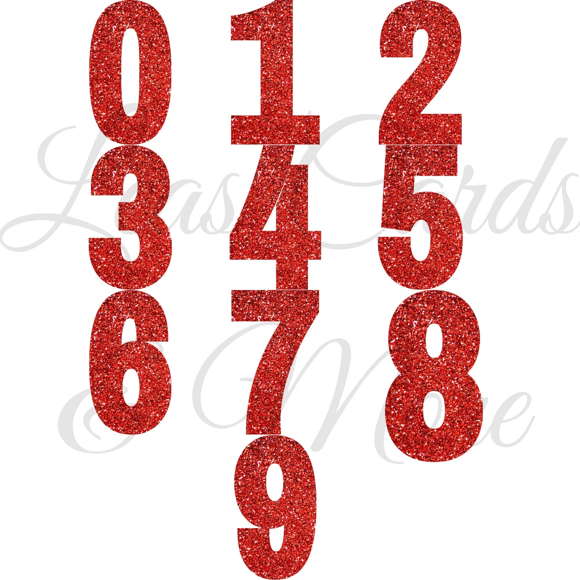 Red Glitter Numbers Clipart 26 PNG Files DIGITAL | Etsy