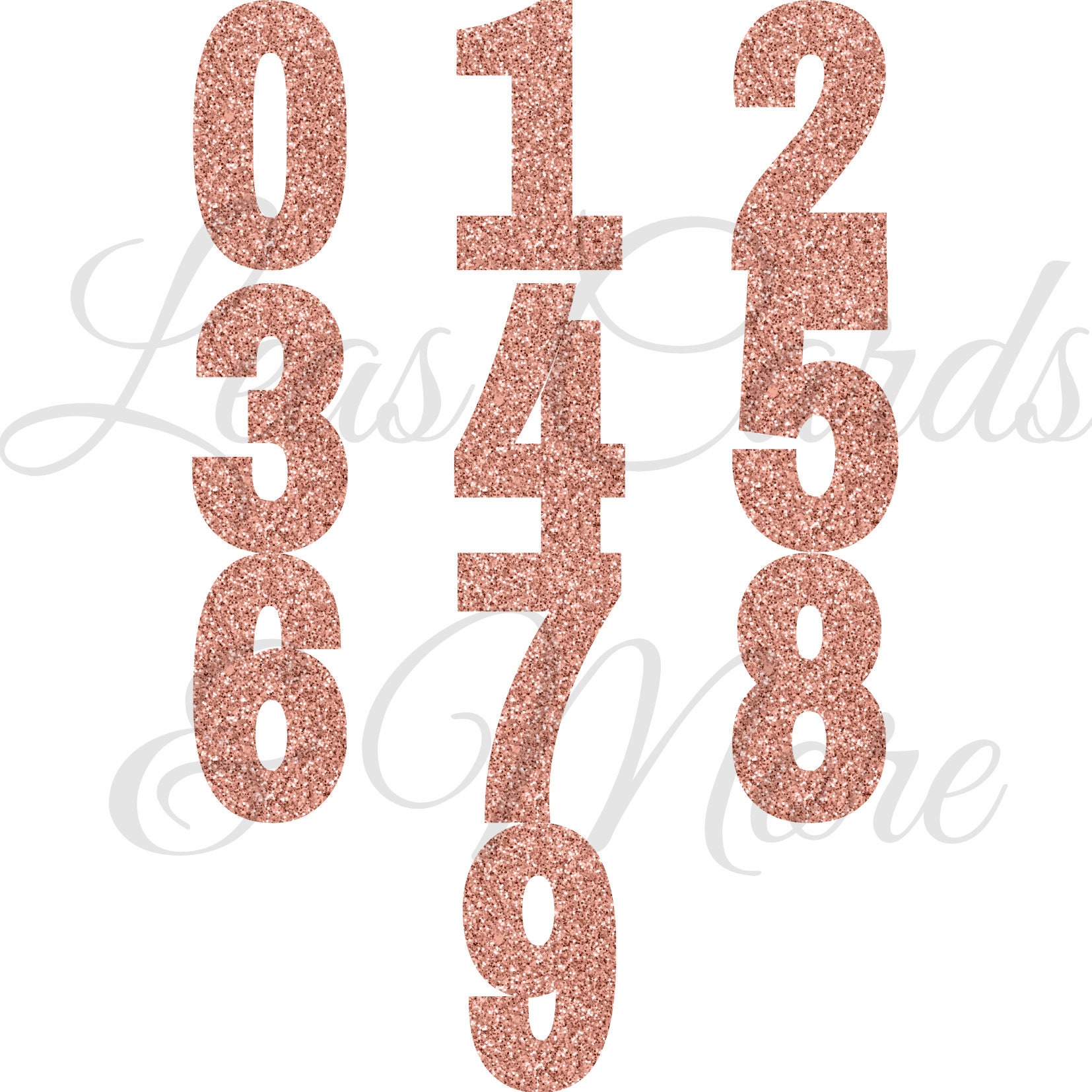 Rose Gold Glitter Numbers Clipart 26 PNG Files DIGITAL - Etsy México