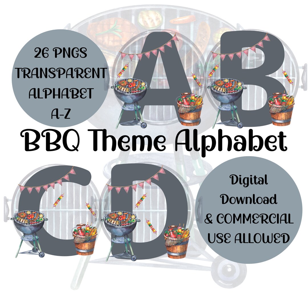 BBQ Alphabet Clipart DIGITAL DOWNLOAD Sublimation - Etsy Israel