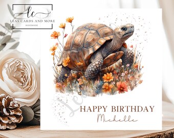 VARIOUS DESIGNS - Handmade Personalisable Turtle Theme Happy Birthday Card, Can be Personalised, Turtle Happy Birthday Card, Turtle Card