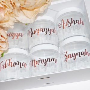 Personalised Sweet Jars - Fill with Halal Sweets (Birthday, Bridesmaid, Nikkah, Eid, Ramadan, Islamic Gift) | by Hadya Co