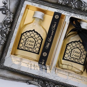 Zam Zam Water & Dates Gift Set - Perfect for Weddings, Nikkah, Aqiqah, Jalsa, Umrah, Hajj, Ramadan or Eid (Islamic Gifts) | by Hadya Co