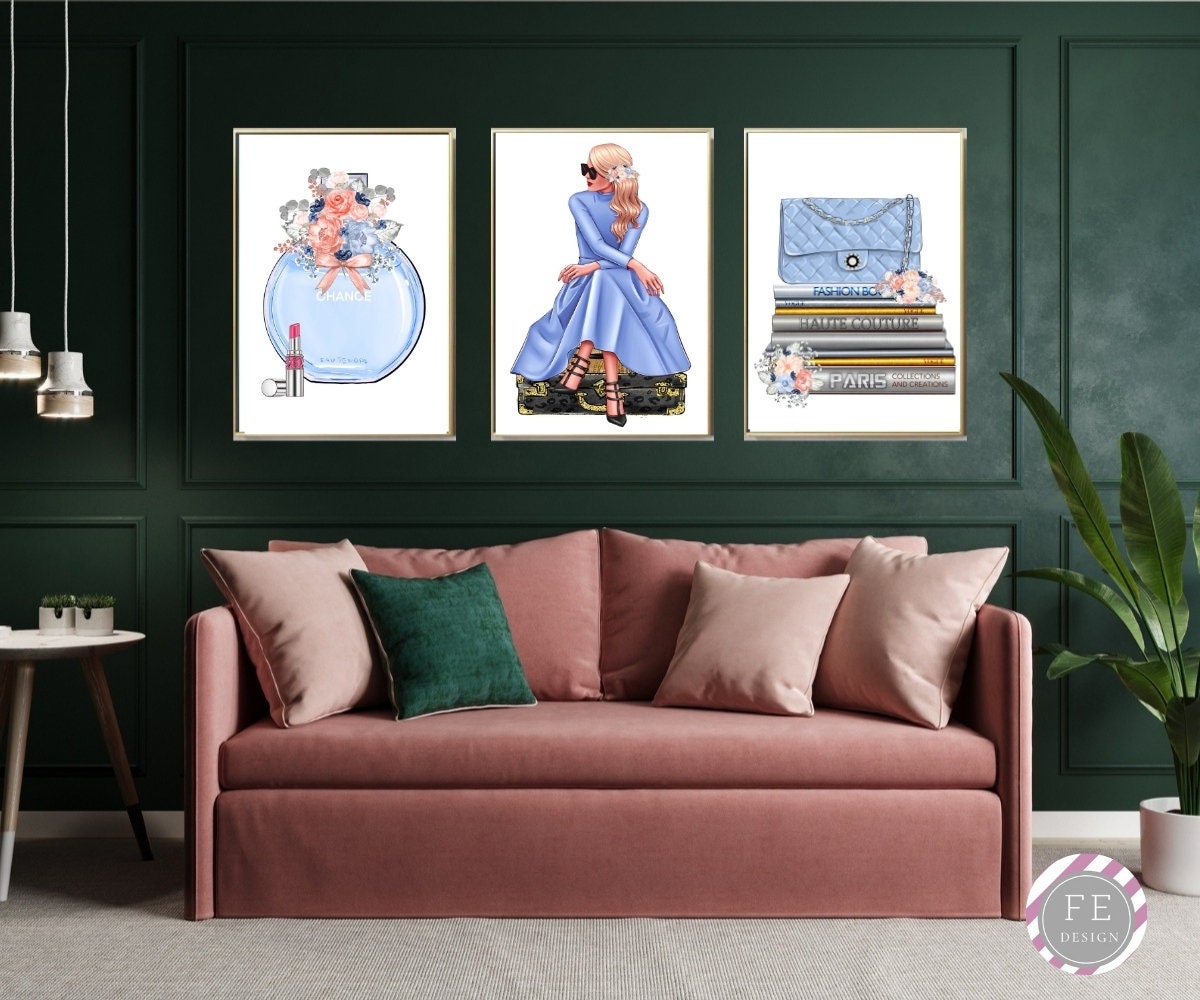 Mode Wand Kunst Set Von 3 Drucke Parf m Druck Etsy