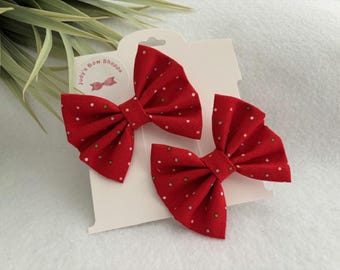 Red Polka Dot Pigtail Hair Bows