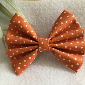 Fall Orange with White Dots Hair Bow,  Baby Headband, Toddler Headband, Hair Bow Clip, Pigtail Clips,