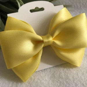 Hair Bow Lemon Yellow, Baby Hair Bow, Baby Headband, Toddler Headband, Hair Bow Clip, Pigtail Bows