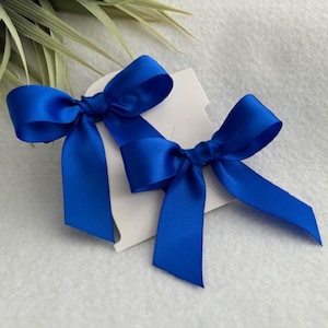 Set koningsblauwe satijnen vlechthaarstrikken, strikken voor baby&#39;s, strikken voor peuters, paasstrikken, lentestrikken