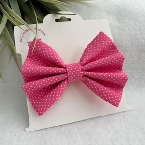 Hot Pink Polka Dot Fabric Hair Bow, Hair Bow, Baby Headband, Toddler Headband, Hair Bow Clip, Pigtail Bows