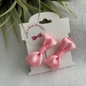 Pink Mini Pigtail Hair Bow Set, Baby Hair Bows, Toddler Bows, Christmas and St Patrick&#39;s Day Bows