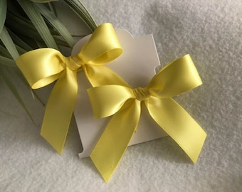 Conjunto de laços de cabelo com tranças em cetim amarelo limão