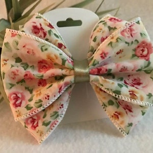 Vintage Rose Floral Hair Bow, Hair Bow, Baby Headband, Toddler Headband, Hair Bow Clip, Pigtail Bows