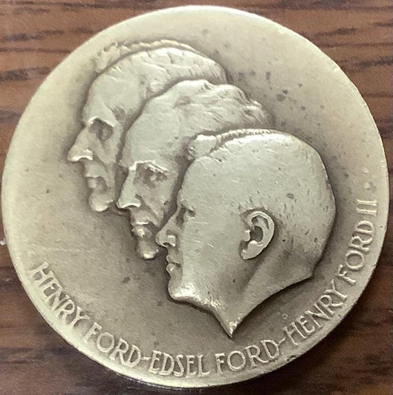 1953 Ford Motor Company 50th Anniversary Medal Henry Ford, Edsel