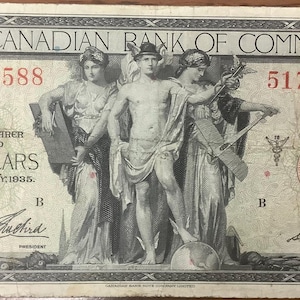 1935 Canada Canadische Bank of Handel Five Dollar Datiert 2 Januar 1935 Extrem seltene Notnummer