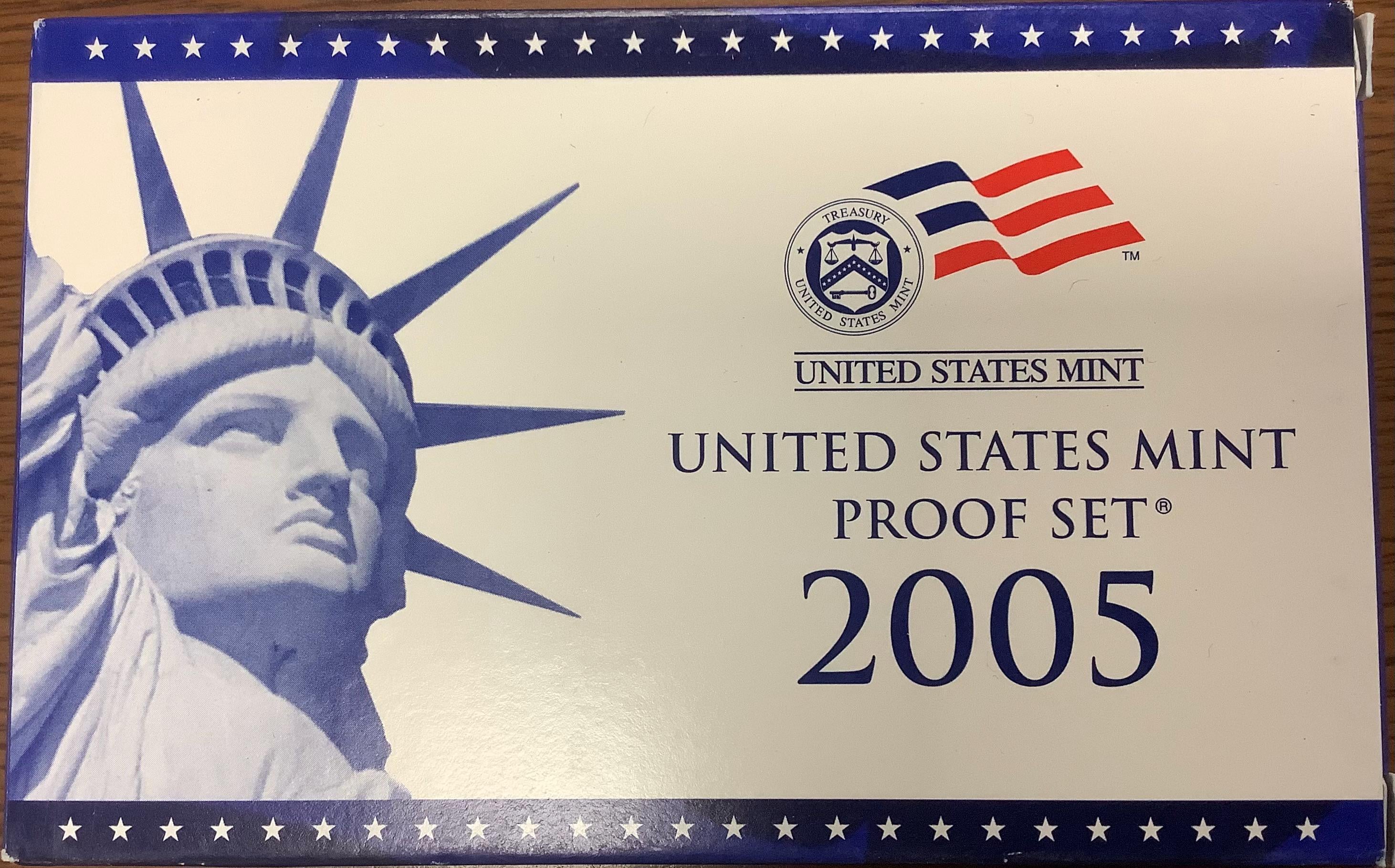 2005年 アメリカ造幣局 50州クォーター銀貨プルーフセット 2005年米国造幣局プルーフセット、オリジナルボックス入り、州