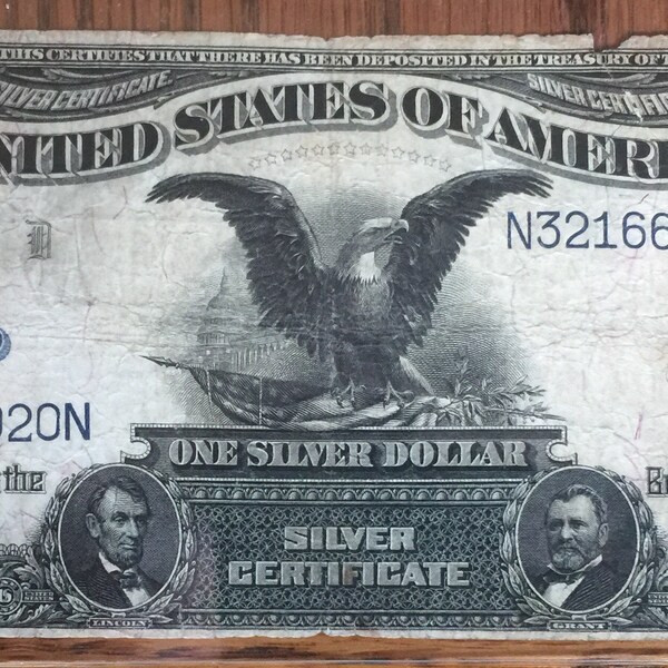 Series of 1899 United States One (1) Dollar Large Size Black Eagle Silver  Sign Vernon- Treat Better Grade