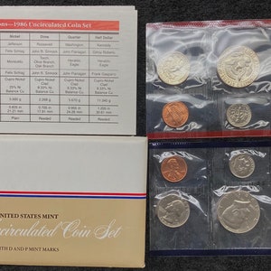 1986 D & P United States Mint Uncirculated Coin Set in Original US Mint Packaging