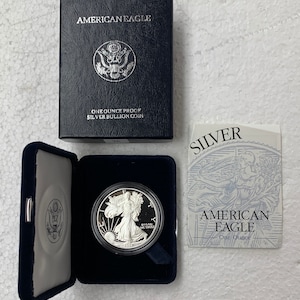 1996 Proof American Silver Eagle in Original Box with Certificate of Authenticity