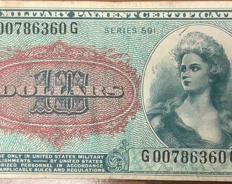 Cold War Military Payment Certificate Series 591  Ten (10) Dollars United States Rare Higher Denomination