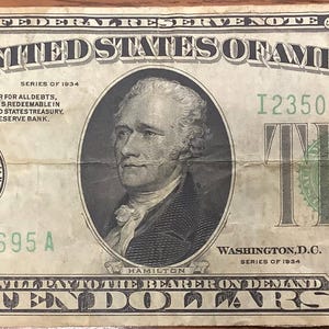 Serie von 1934 Zehn (10) Dollar US Notenbank Note Rare Distrikt Notenbank von Minneapolis