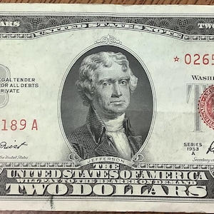 Series of 1953 A Star Replacement Note Two (2) Dollar Red Seal  United States Note Rarest Series