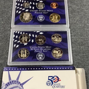 2001 USA Mint Proof Set in Original Box mit State Quarters und Echtheitszertifikat