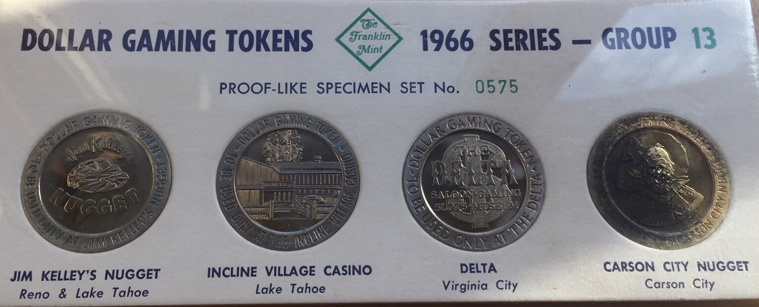 Vintage Historic Nevada 1966 Dollar Four Proof Gaming Tokens Low