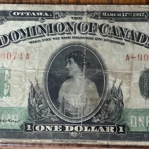 1917 Canada One Dollar Large Size Banknote Dated March 17, 1917