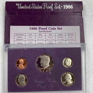 1986 USA Mint Proof Set in Original Box mit Echtheitszertifikat
