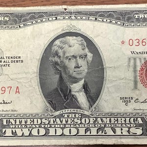 Series of 1953 C Star Replacement Note Two (2) Dollar Red Seal United States Note Rare Short Term Issue