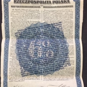 1920 Republic of Poland 100 Dollars Gold Coupon Bond B003930