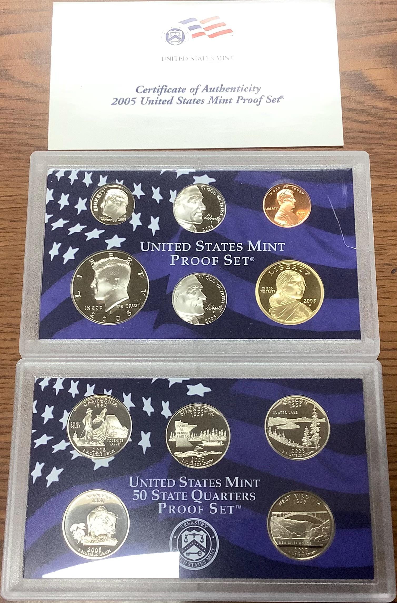 2005年米国造幣局プルーフセット、オリジナルボックス入り、州