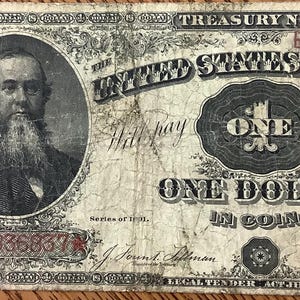 Scarce Series of 1891 United States One (1) Dollar Large Size Treasury Certificate Note Star Note