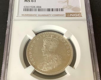 1906年 インド ルピー MS 62 エドワード7世 銀貨 イギリス NGC