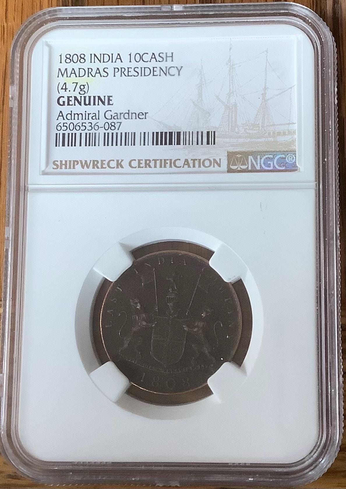 Shipwreck Coin 1808 British East India X (10) Cash Shipwreck