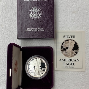 1988-S Proof American Silver Eagle in Original Box with Certificate of Authenticity