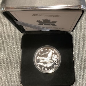 1997 Canada 10th Anniversary Silver Proof Loon Dollar in Original Case
