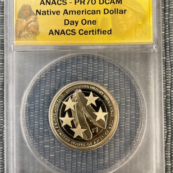 2021 S Proof Sacagawea Native American Dollar ANACS PR 70 DCAM "Native American Distinguished Military Service Since 1773"