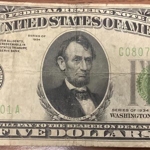 Serie von 1934 fünf (5) Dollar der Vereinigten Staaten Notenbank Note Notenbank von Chicago