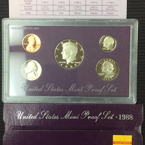 1988 USA Mint Proof Set in Original Box mit Echtheitszertifikat